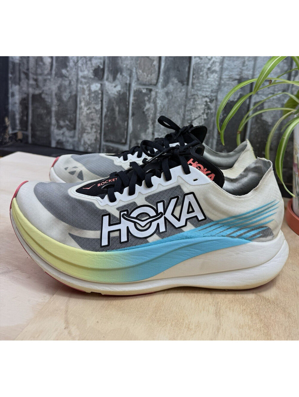 HOKA ONE ONE Rocket X 2 Men’s Running Shoes Breathable Mesh US 10 Gray/Blue